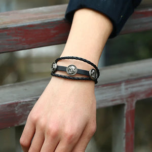 Beaded Leather Bracelet Sweet Net Celebrity Personality Woven Punk