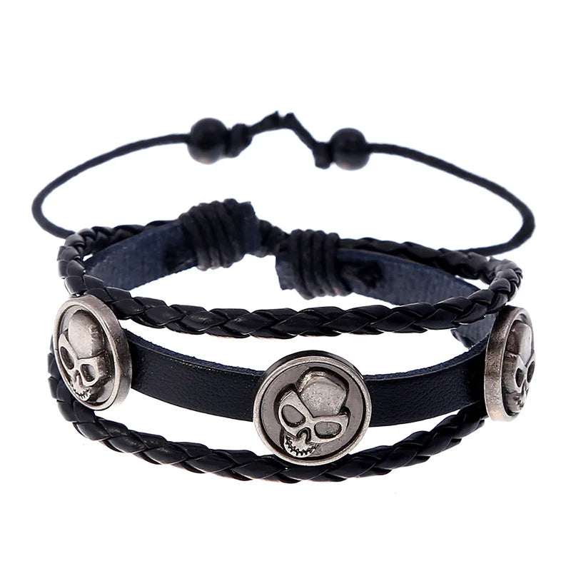 Beaded Leather Bracelet Sweet Net Celebrity Personality Woven Punk