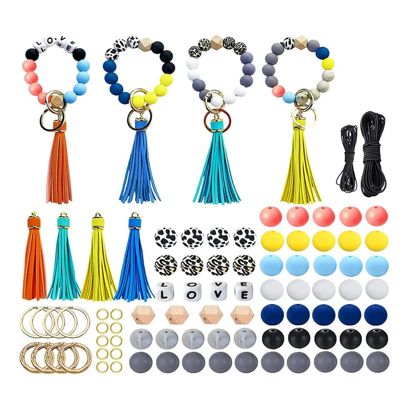 DIY Beaded Bracelet Kit with Tassel Key Ring