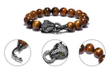 Leopard Head Bracelet Micro Pave Zircon Tiger Eye Stone Jewelry