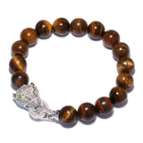 Leopard Head Bracelet Micro Pave Zircon Tiger Eye Stone Jewelry