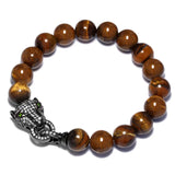 Leopard Head Bracelet Micro Pave Zircon Tiger Eye Stone Jewelry