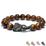 Leopard Head Bracelet Micro Pave Zircon Tiger Eye Stone Jewelry