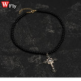Beaded Necklace Cross Dark Gothic Punk Unique Jewelry