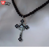 Beaded Necklace Cross Dark Gothic Punk Unique Jewelry