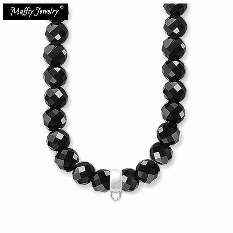925 Silver Beaded Necklace Stone Charm Carrier