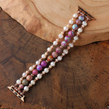 Pink Jaspers Smart Watch Strap 38/45mm Freshwater Pearl Band Bracelet