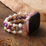 Pink Jaspers Smart Watch Strap 38/45mm Freshwater Pearl Band Bracelet
