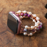 Pink Jaspers Smart Watch Strap 38/45mm Freshwater Pearl Band Bracelet