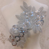 Beaded Rhinestone Patch Sew on Bridal Sash Belt