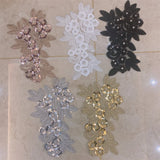 Beaded Rhinestone Patch Sew on Bridal Sash Belt