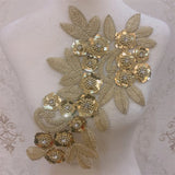 Beaded Rhinestone Patch Sew on Bridal Sash Belt
