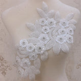Beaded Rhinestone Patch Sew on Bridal Sash Belt