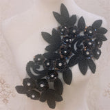 Beaded Rhinestone Patch Sew on Bridal Sash Belt