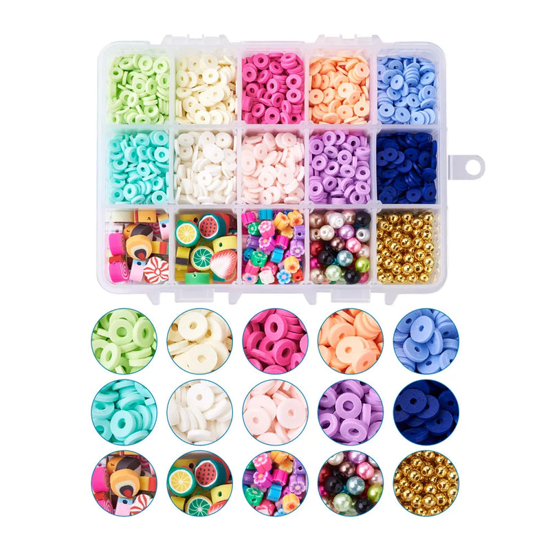 Mixed Beaded Set with Polymer Clay Heshi Beads Glass Pearl CCB Plastic 6x1mm