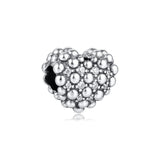 Sparkling Heart Charms 925 Sterling Silver Beads for Jewelry Making