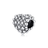 Sparkling Heart Charms 925 Sterling Silver Beads for Jewelry Making