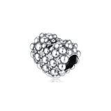Sparkling Heart Charms 925 Sterling Silver Beads for Jewelry Making