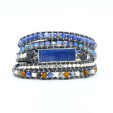 Boho Natural Stone Tibetan Beads Leather Wrap Bracelet