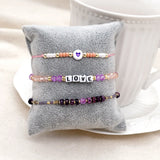 Crystal LOVE Beaded Bracelet Set Hand Knitting Natural Stone Adjustable