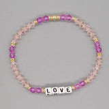Crystal LOVE Beaded Bracelet Set Hand Knitting Natural Stone Adjustable