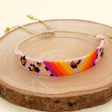 Personalised Leopard Print Beaded Bracelet Hand Knit Adjustable