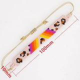 Personalised Leopard Print Beaded Bracelet Hand Knit Adjustable
