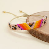 Personalised Leopard Print Beaded Bracelet Hand Knit Adjustable