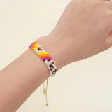 Personalised Leopard Print Beaded Bracelet Hand Knit Adjustable