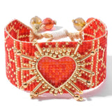 Heart Shape Devil's Eye Beaded Bracelet Hand Knitting Adjustable Bohemian