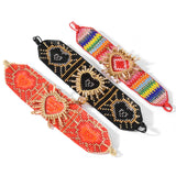 Heart Shape Devil's Eye Beaded Bracelet Hand Knitting Adjustable Bohemian