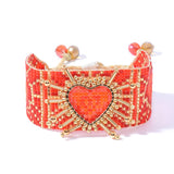 Heart Shape Devil's Eye Beaded Bracelet Hand Knitting Adjustable Bohemian