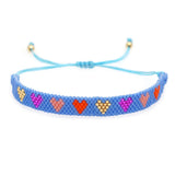 Heart Rainbow Bead Bracelet Adjustable Hand-woven Bohemian Minimalist