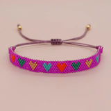 Heart Rainbow Bead Bracelet Adjustable Hand-woven Bohemian Minimalist