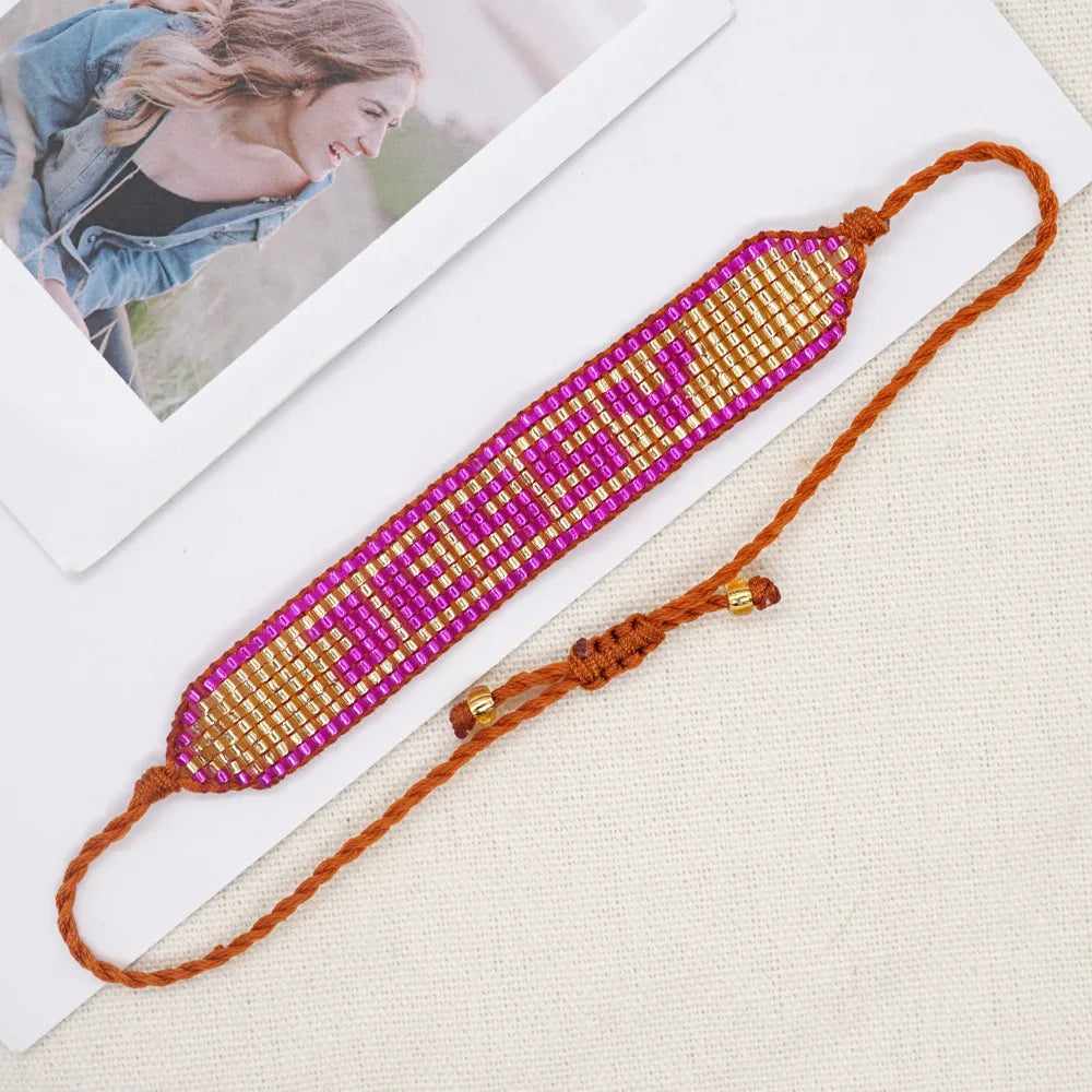 Heart Arrows Bracelet Vintage Hand Knit Minimalist Bohemian