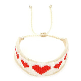Bohemian Heart Beaded Bracelet, Multi-layered Hand Woven, Adjustable