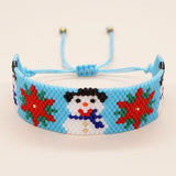 Beaded Bracelet Triangle Flower Pattern Snowman Hand Knitting Minimalist