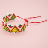 Beaded Bracelet Triangle Flower Pattern Snowman Hand Knitting Minimalist