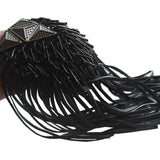 Beaded Blazer Epaulet Leather Fringe Tassel Holder Epaulette Spikes Brooch