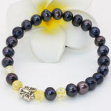 Natural Pear Beaded Strand Bracelet with Cloisonne Jewelry
