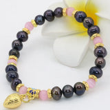 Natural Pear Beaded Strand Bracelet with Cloisonne Jewelry