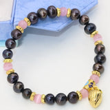 Natural Pear Beaded Strand Bracelet with Cloisonne Jewelry