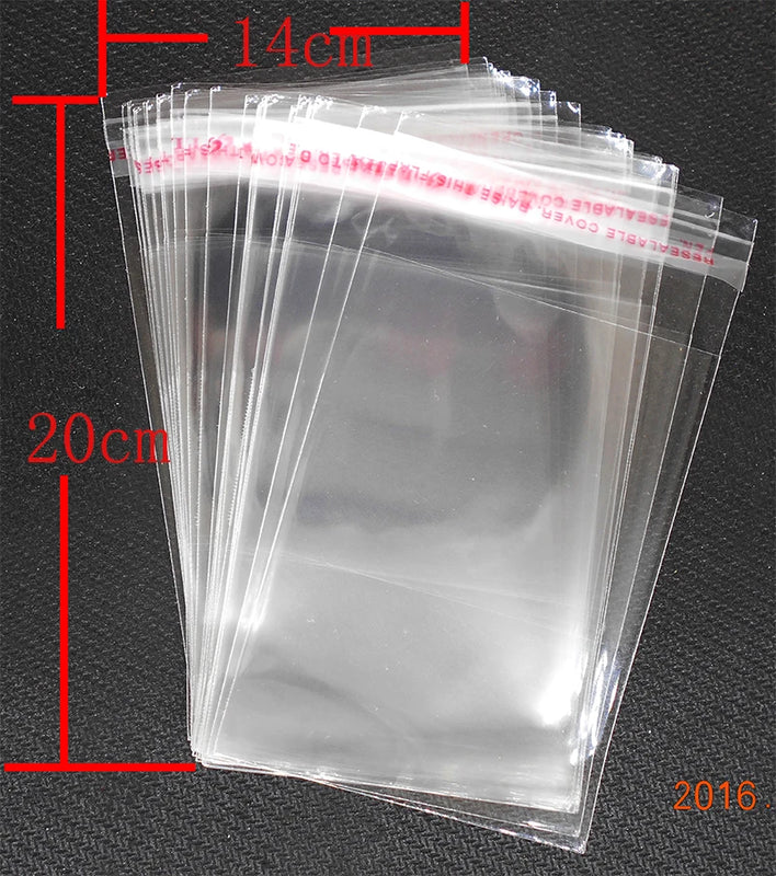 100 Clear Self Adhesive Seal Plastic Bags in Various Sizes