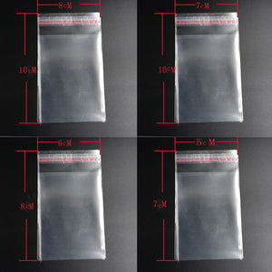 100 Clear Self Adhesive Seal Plastic Bags in Various Sizes