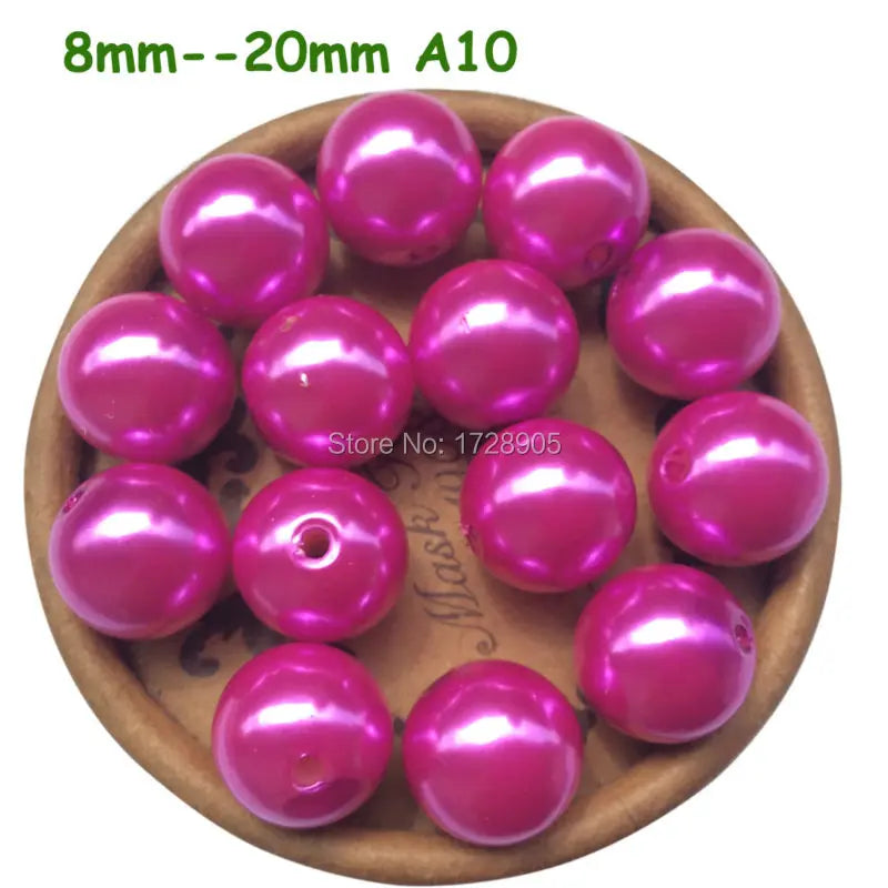 6-30mm Hot Pink ABS Pearls Loose Acrylic Beads