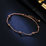 Beads Anklet 18KGP Rose Charm Jewelry Not Fade Gift