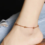 Beads Anklet 18KGP Rose Charm Jewelry Not Fade Gift