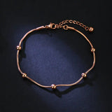 Beads Anklet 18KGP Rose Charm Jewelry Not Fade Gift