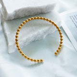 Stainless Steel Beads Bangle Cuff Bracelet Men Women