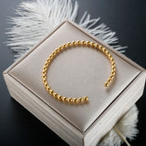 Stainless Steel Beads Bangle Cuff Bracelet Men Women
